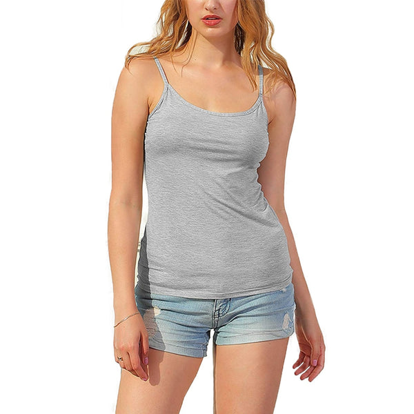 Women's Cotton Camisole with Shelf Bra Adjustable Spaghetti Strap Tank Top Cami Tanks 2/3 Packs Shapewear Body Shaper | Vimost Shop.