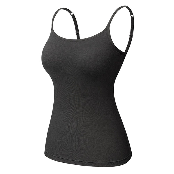 Women's Cotton Camisole with Shelf Bra Adjustable Spaghetti Strap Tank Top Cami Tanks 2/3 Packs Shapewear Body Shaper | Vimost Shop.