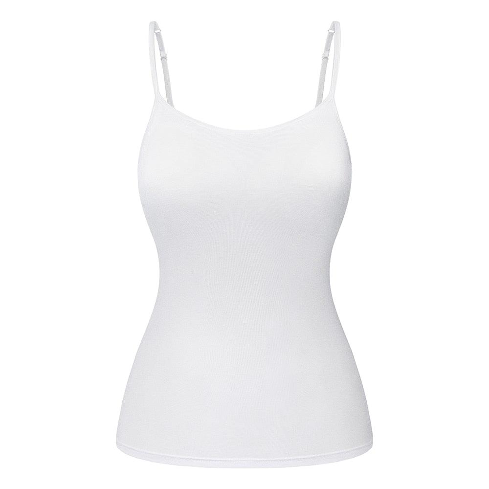 Women's Cotton Camisole with Shelf Bra Adjustable Spaghetti Strap Tank Top Cami Tanks 2/3 Packs Shapewear Body Shaper | Vimost Shop.