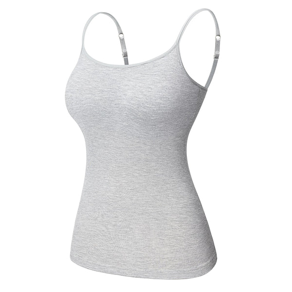Women's Cotton Camisole with Shelf Bra Adjustable Spaghetti Strap Tank Top Cami Tanks 2/3 Packs Shapewear Body Shaper | Vimost Shop.