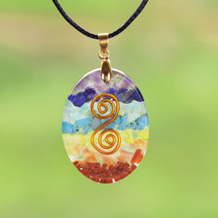 Retro Reiki Healing Colorful Quartz Stone Pendant Necklace Amulet Natural Chakra Orgone Energy Crystal Necklace