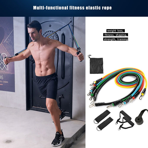 Elastic Resistance Band with Bag Door Buckle 11pcs Exercise Pull Rope Ankle Ring Multi-function Equipment for Exercise | Vimost Shop.