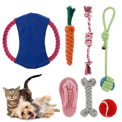 7 Pcs Interactive Dog Toy Kit Cotton Rope Ball Chew Flying Disc Toys for Large Medium Small Dogs Teeth Cleaning Pet Products