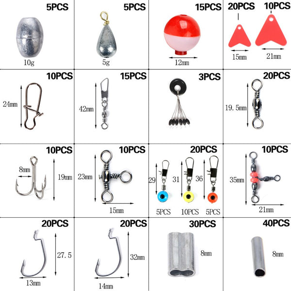 Treble Hook Jigs Swivels Fishing Kits Fishing Lure Lead Floating Tackle with Box for Outdoor Fishing Portable Accessories | Vimost Shop.