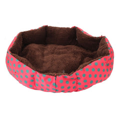 Pet Bed Mat House Bag Nice-looking Dot Pattern Octagonal Flannelette & Cotton Rose Red U.S. Stock