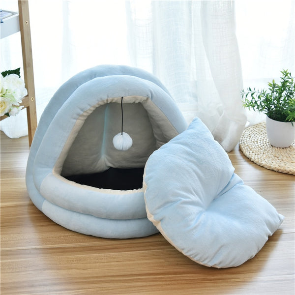 Soft Pet Cat Bed House with Hairball Removable Puppy Cushion Winter Warm Cat Nest Comfortable Pets Sleeping Kennel for Dogs Cats | Vimost Shop.
