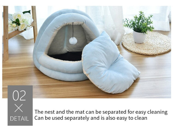 Soft Pet Cat Bed House with Hairball Removable Puppy Cushion Winter Warm Cat Nest Comfortable Pets Sleeping Kennel for Dogs Cats | Vimost Shop.