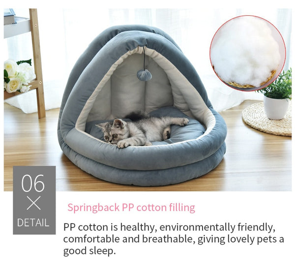 Soft Pet Cat Bed House with Hairball Removable Puppy Cushion Winter Warm Cat Nest Comfortable Pets Sleeping Kennel for Dogs Cats | Vimost Shop.