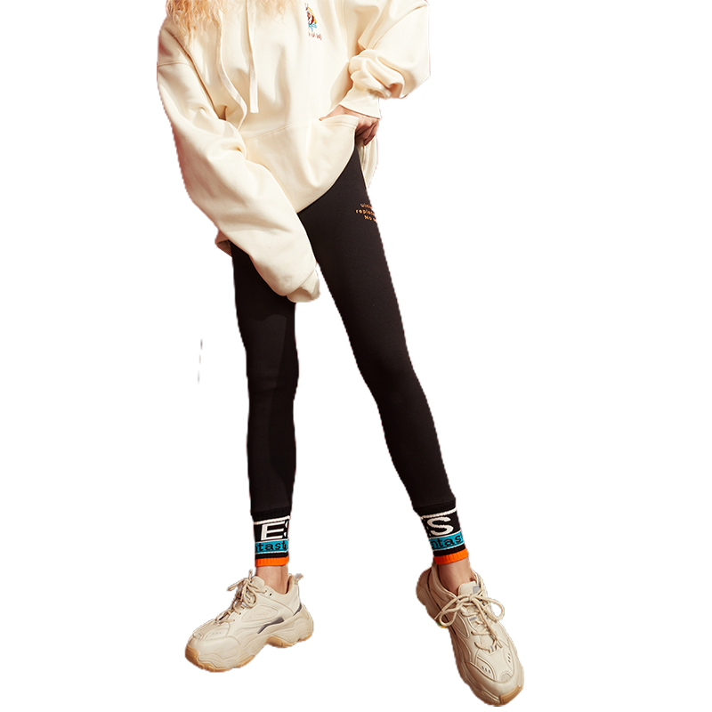Solid Letter Print Minimalist Skinny Women Legging Pants,Spring ELF High Elastic Waist Ladies,Basic Daily Pants