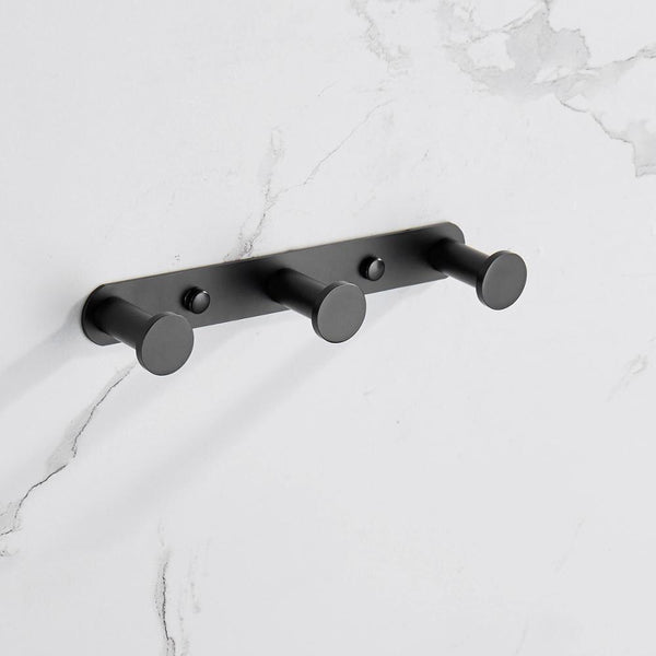 Towel Holder Hook Matte Black 304 Stainless Steel Bathrobe Coat Rack 1 Row 3/4 Hooks Silver Wall Mounted Bathroom Accessories | Vimost Shop.