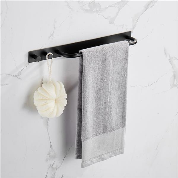 Towel Bar Holder Rack Robe Hook Matte Black Strong Viscosity Adhesive Rustproof 304 Stainless Steel Bathroom Accessories | Vimost Shop.