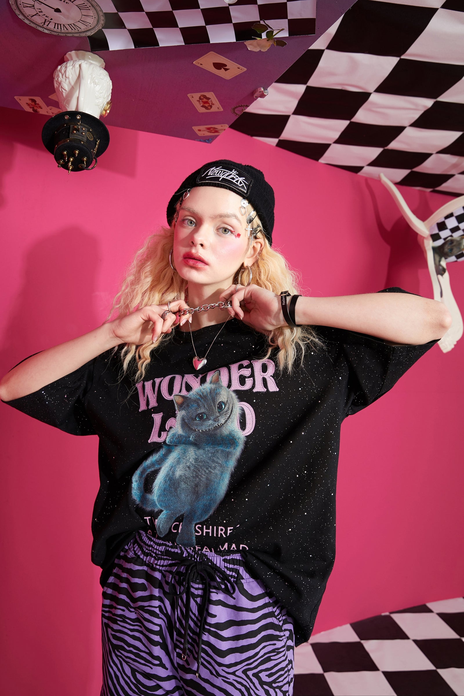 Harajuku Cat Print Casual T-Shirts Women,Spring ELF Vintage Short Sleeve Female Basic Daily Graphic Tops