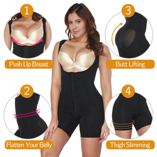Women Shapewear Tummy Control Bodysuit Fajas Colombianas Full Body Shaper Slimming Underwear Mid Thigh Slimmer Waist Cincher | Vimost Shop.