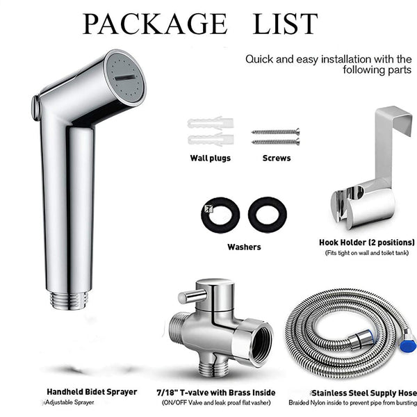 Handheld Bidet Toilet Sprayer with Stainless Steel Leakproof Hygiene Hose Wall Mount for Cloth Diaper Feminine Wash Pet Shower | Vimost Shop.