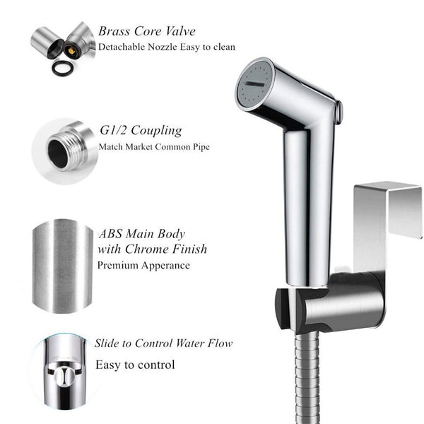 Handheld Bidet Toilet Sprayer with Stainless Steel Leakproof Hygiene Hose Wall Mount for Cloth Diaper Feminine Wash Pet Shower | Vimost Shop.