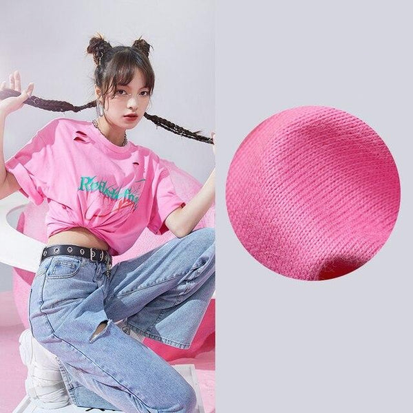 Harajuku Letter Print Casual Pullover Women Summer T-Shirts Summer ELF Short Sleeve Korean Ladeis Daily Punk Tops