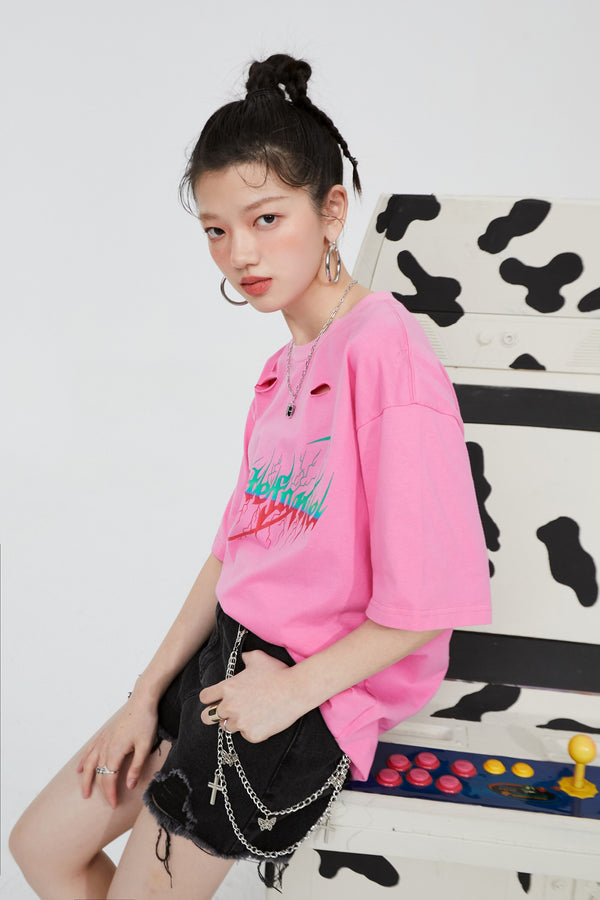 Harajuku Letter Print Casual Pullover Women Summer T-Shirts Summer ELF Short Sleeve Korean Ladeis Daily Punk Tops