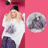Harajuku Cartoon Print Casual Pullover T-Shirts Women,Spring Vintage Full Sleeve Female Basic Daily Graphic Tops