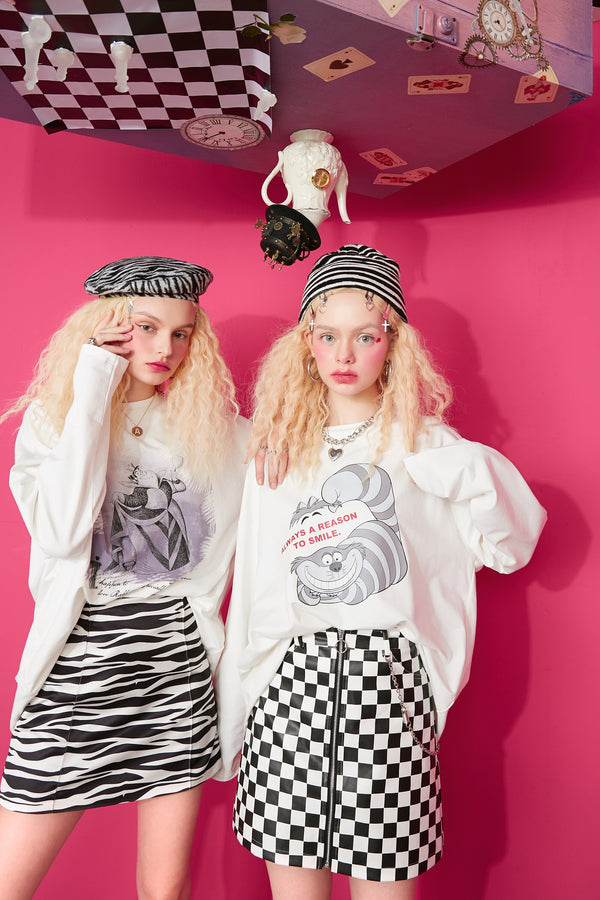 Harajuku Cartoon Print Casual Pullover T-Shirts Women,Spring Vintage Full Sleeve Female Basic Daily Graphic Tops