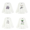 Harajuku Cartoon Print Casual Pullover T-Shirts Women,Spring Vintage Full Sleeve Female Basic Daily Graphic Tops