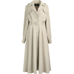Green Solid Single Breasted Oversize Casual Women Trench Coat,Spring Full Sleeve Korean Office Ladies Daily Outwear