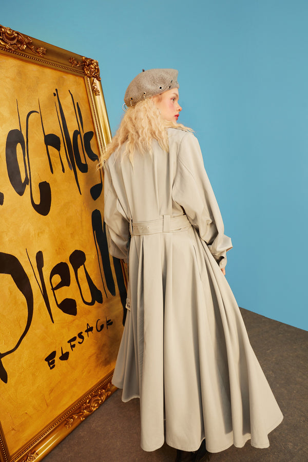 Green Solid Single Breasted Oversize Casual Women Trench Coat,Spring Full Sleeve Korean Office Ladies Daily Outwear