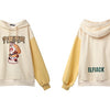 Harajuku Monkey King Embroidery Casual Pullover Sweatshirt Women,Spring Velvet Colorblock Ladies Daily Graphic Top