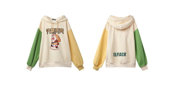 Harajuku Monkey King Embroidery Casual Pullover Sweatshirt Women,Spring Velvet Colorblock Ladies Daily Graphic Top
