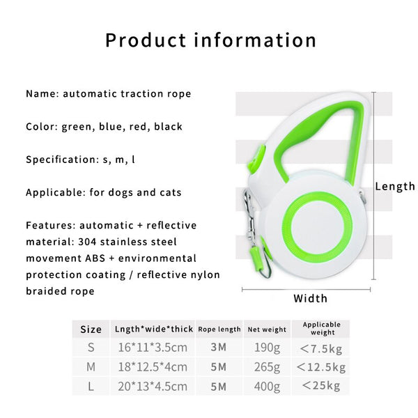Reflective Dog Leash Automatic Retractable Traction Rope Durable Nylon Walking Lead Belt For Small Large Dog Cat Pets Leash Rope | Vimost Shop.