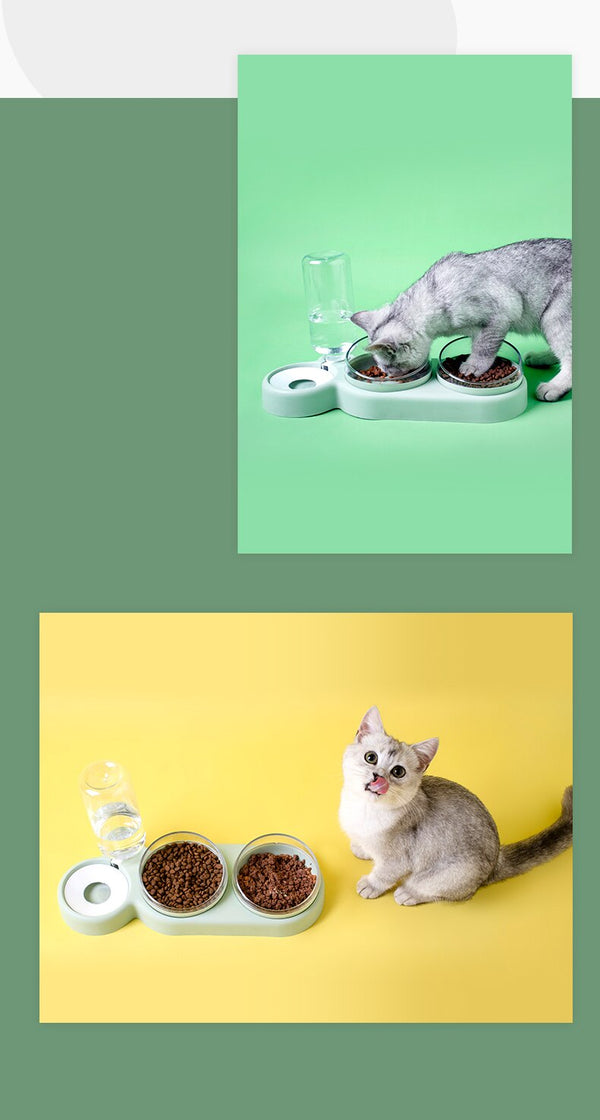 Pet Bowl Automatic Feeder Dog Cat Food Bowl with Water Dispenser Double Bowl Drinking Dish Food Container Bowls Pet Supplies | Vimost Shop.