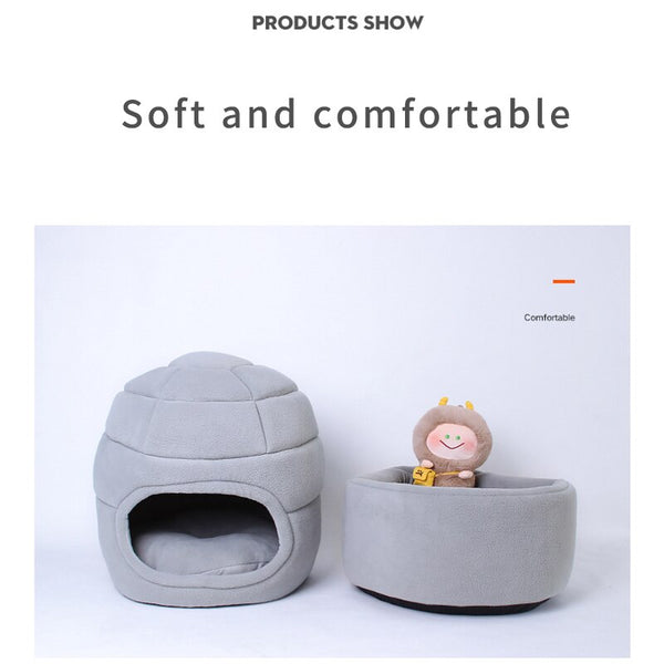 Portable Cat House Super Soft Kennel Winter Warm Puppy Cushion Fleece Pet Sleeping Cave Removable Bed for Cats Dogs Accessories | Vimost Shop.