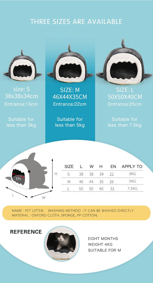 Warm Pet Dog Bed Shark Shape Breathable Cat House Winter Waterproof Sleeping Kennel Soft Comfortable Sofa Cushion for Cats Dogs | Vimost Shop.