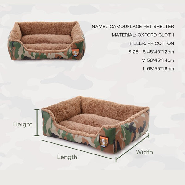 Pet Dog Bed Military Style Camouflage Kennel Washable House Warm Mat Soft Pets Sleeping Cushion For Small Medium Large Dogs Cats | Vimost Shop.