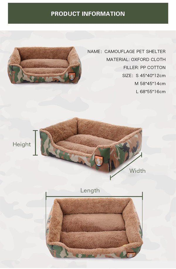 Pet Dog Bed Military Style Camouflage Kennel Washable House Warm Mat Soft Pets Sleeping Cushion For Small Medium Large Dogs Cats | Vimost Shop.
