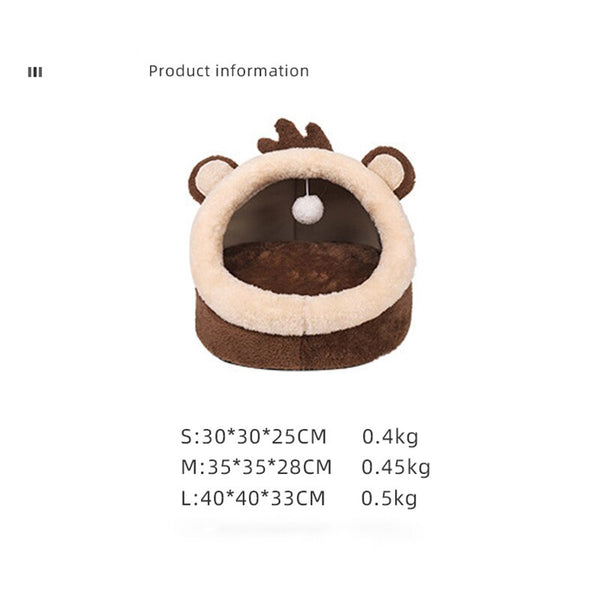 Pet Bed Dog House Winter Warm Sleeping Cage Soft Cozy Puppy Kennel for Dogs Cats Semi-Enclosed Monkey-shaped Cushion Pets Nest | Vimost Shop.