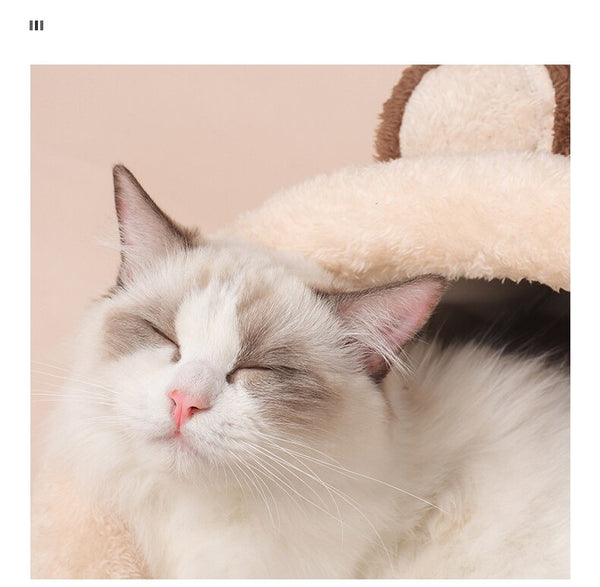 Pet Bed Dog House Winter Warm Sleeping Cage Soft Cozy Puppy Kennel for Dogs Cats Semi-Enclosed Monkey-shaped Cushion Pets Nest | Vimost Shop.