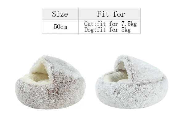 Hot Plush Round Cat Bed Cat Warm House Soft Long Plush Pet Dog Bed For Small Dogs Cat Nest 2 In 1 Pet Bed Cushion Sleeping Sofa | Vimost Shop.