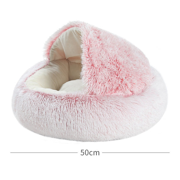 Hot Plush Round Cat Bed Cat Warm House Soft Long Plush Pet Dog Bed For Small Dogs Cat Nest 2 In 1 Pet Bed Cushion Sleeping Sofa | Vimost Shop.