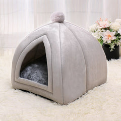 Foldable Pet Dog Cat Tent House Kennel Winter Warm Nest Soft Sleeping Mat Non-slip Bottom Cats Nest Puppy Cave Dogs Sofa House