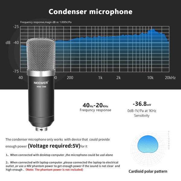 NW-700 Studio Condenser Microphone Kit for PC Karaoke Youtube Professional Recording Broadcast Mikrofon with Stand | Vimost Shop.