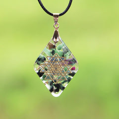 Orgonite Pendant Handmade Custom  Epidote Natural Crystal Energy Converter Reiki Charm Pendant Jewelry For Women