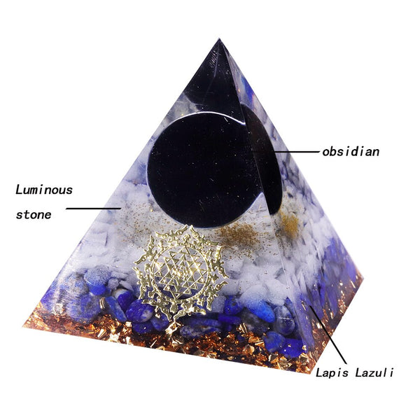 Obsidian Sphere Orgone Pyramid Orgonite Collection With Lapis Lazuli Powerful Energy Orgones | Vimost Shop.