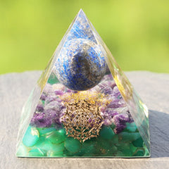 Energy Handmade Lapis Lazuli Sphere Orgone Pyramid Amethyst  Healing Home Office Decor Resin Reiki Gift