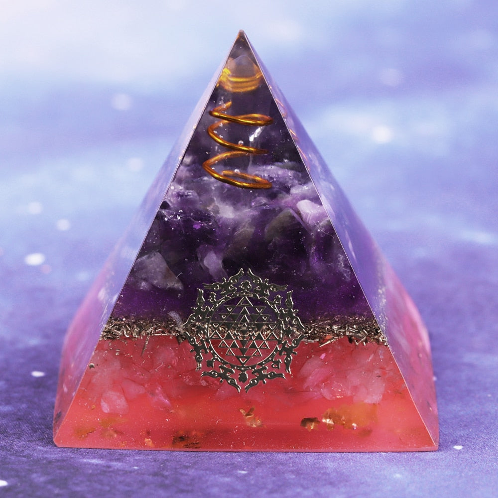 Reiki Healing Energy Amethyst Orgone Pyramid For Emf Protection Chakra Healing Meditation With Crystal And Copper | Vimost Shop.