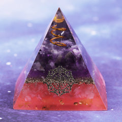 Reiki Healing Energy Amethyst Orgone Pyramid For Emf Protection Chakra Healing Meditation With Crystal And Copper