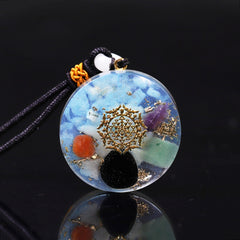 Orgonite Pendant Sri Yantra Symbol Necklace Chakra Healing Copper Orgone Jewelry Glow In The Dark For Women
