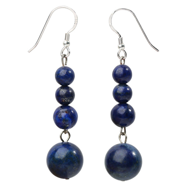 925 Sterling Silver Natural Lapis Lazuli 6 8 10mm Choker Necklace Dangle Earrings Sets Handmade Jewelry gifts For Women Mom | Vimost Shop.