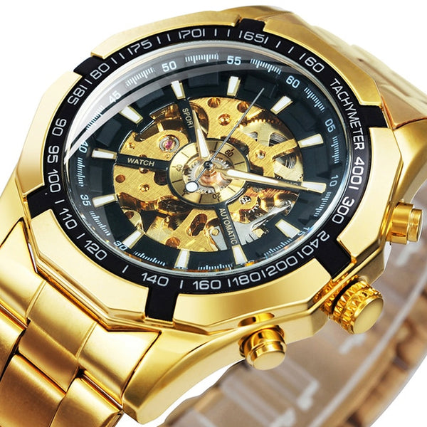 Watch Men Skeleton Automatic Mechanical Watch Gold Skeleton Vintage Man Watch Mens Watches