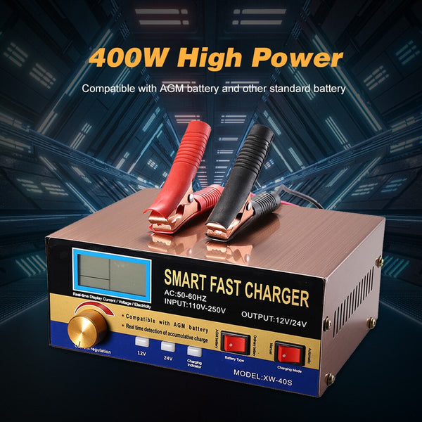 Intelligent Automatic Battery Charger 12V/24VReconditioner Pulse Repair with Digital Display for Car Cell Motorcycle AGM Battery | Vimost Shop.