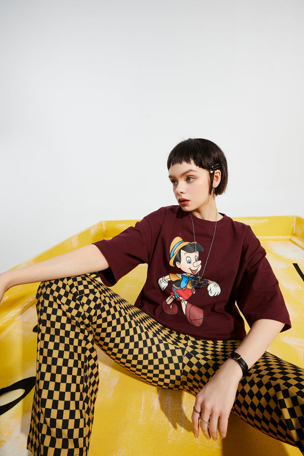 Yellow Plaid High Waist Casual Women Flare Pants Spring ELF British Chic Korean Ladies Basic Daily Trouser